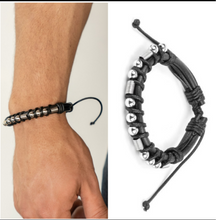 Load image into Gallery viewer, Bronco Brawler Men&#39;s Necklace/Bracelet Set Black and Silver