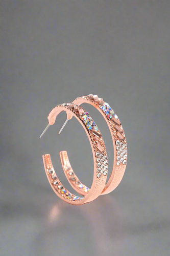 Glitzy By Association Hoop Earrings Gunmetal Black or Copper