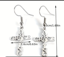Load image into Gallery viewer, Amazing Grace Earrings and Bracelet Set Silver Stainless Steel