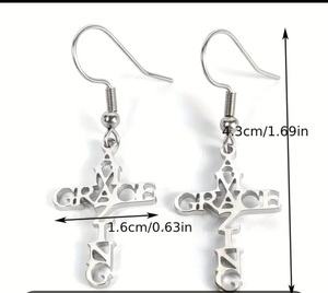 Amazing Grace Earrings and Bracelet Set Silver Stainless Steel