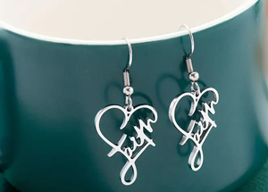 Faith Earrings and Bracelet Set Silver Coated Stainless Steel