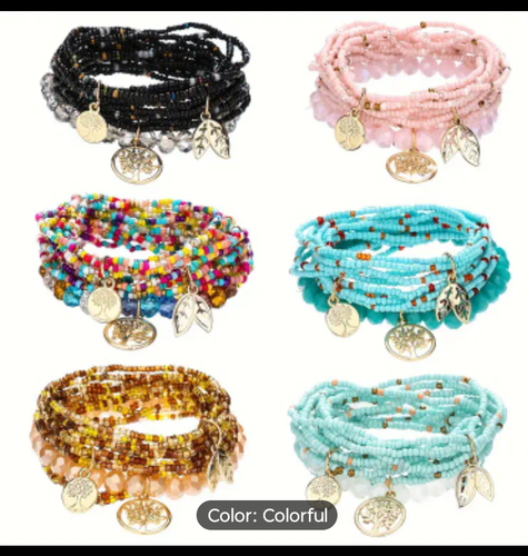 Bohemian Beaded Multi Stack Bracelet