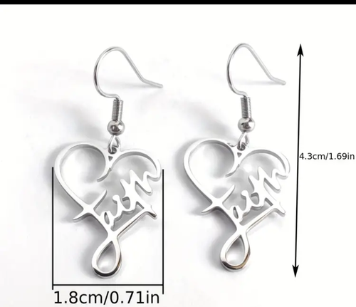 Faith Earrings and Bracelet Set Silver Coated Stainless Steel