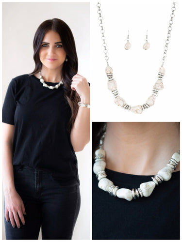 Stunningly Stone Age Necklace White Crackle