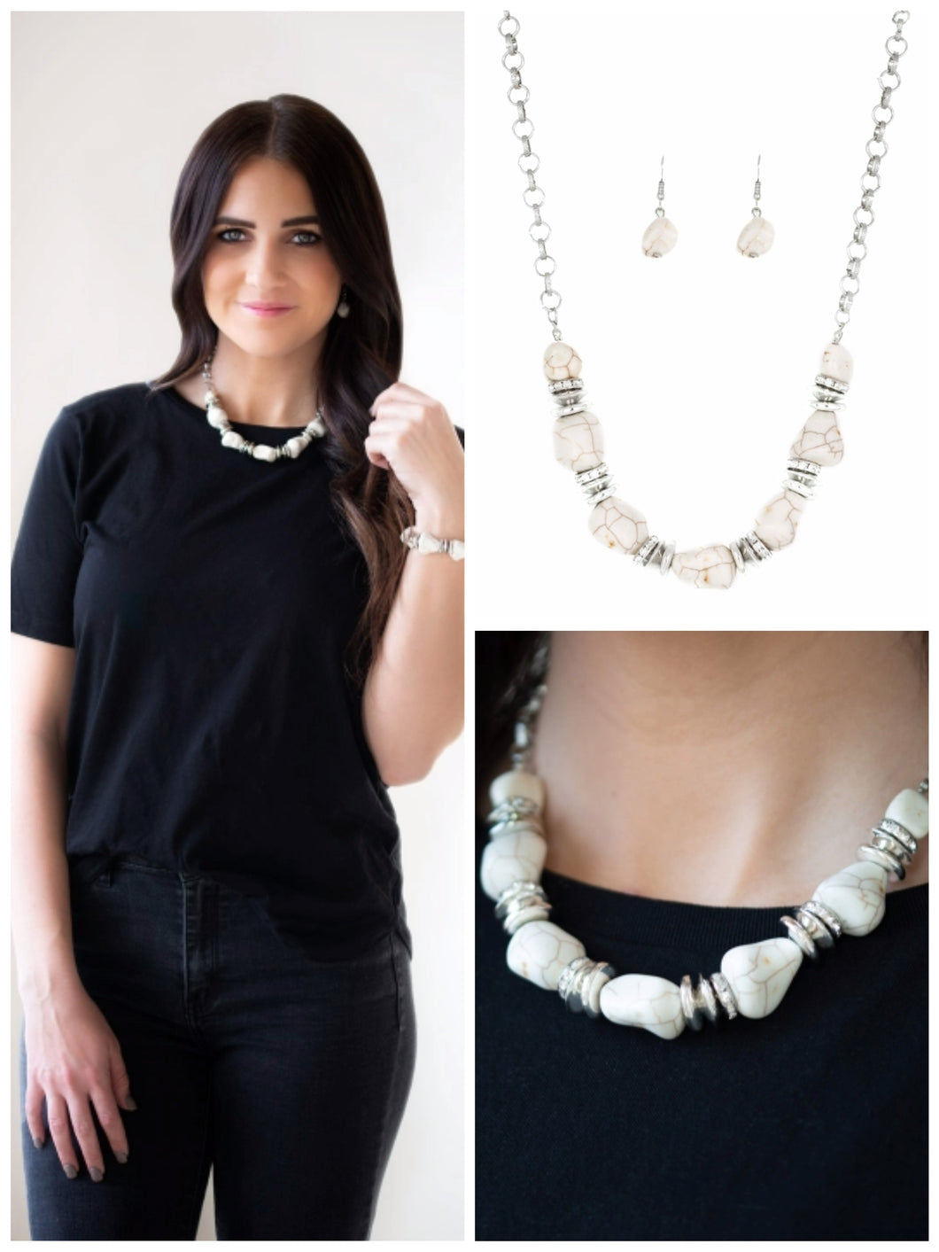 Stunningly Stone Age Necklace White Crackle