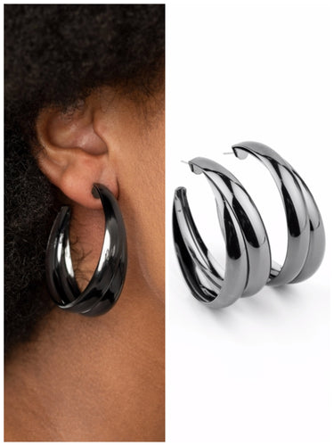 Colossal Curves Earrings Gunmetal/Black