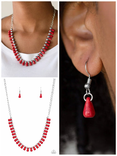 Extinct Species Necklace Red/Crackle