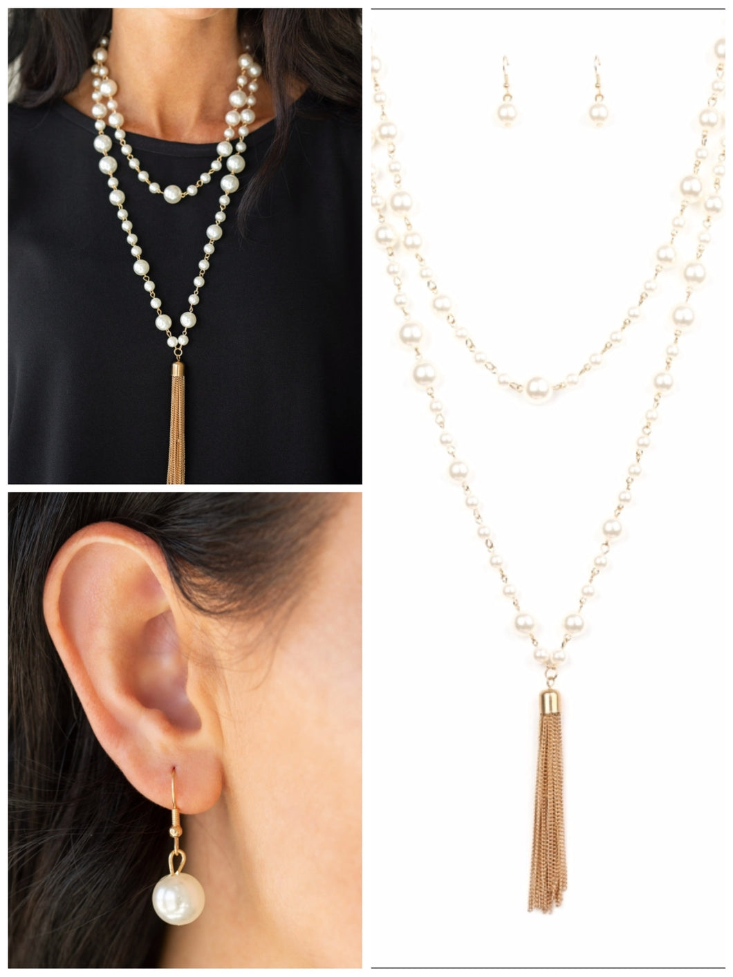 Social Hour Necklace Gold/White