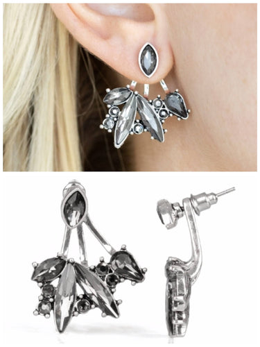 Deco Dynamite Earrings 3D Sliver/Gun Metal Black