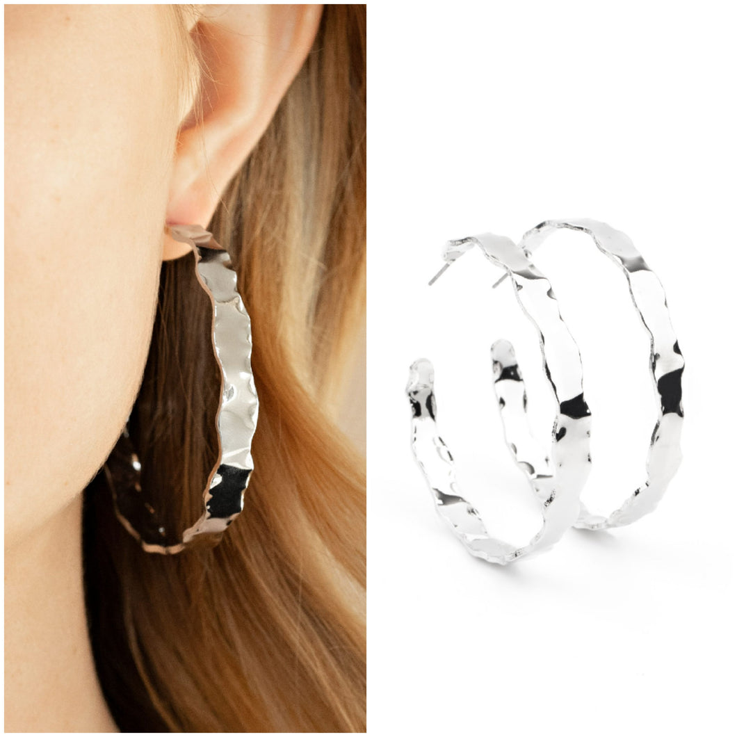 Exhilarated Edge Earrings Silver