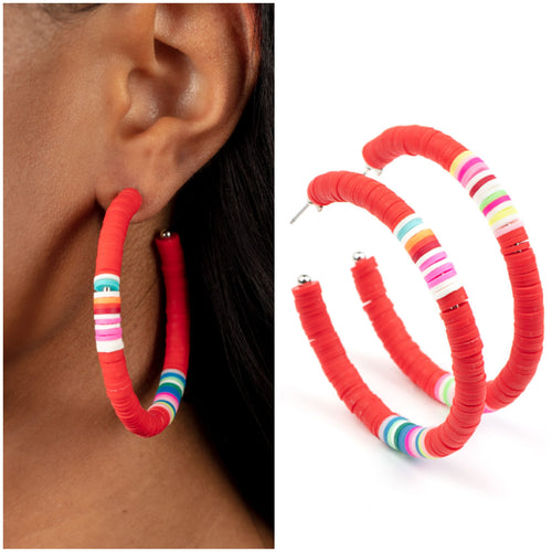 Colorfully Contagious Earrings Red