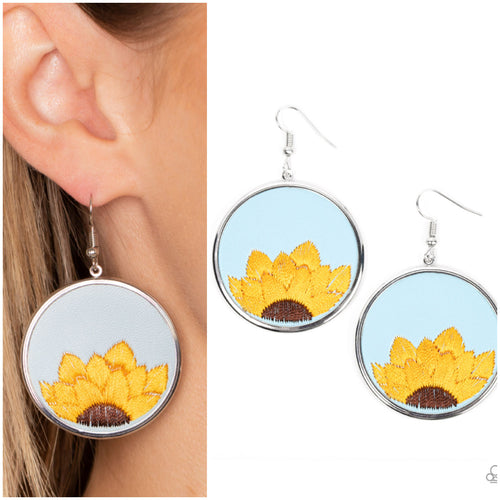 Sun-Kissed Sunflowers Earrings Blue/Multi or Green/Multi