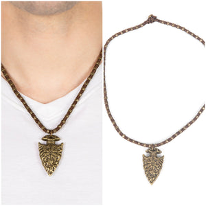 Get Your ARROWHEAD in The Game Men's Necklace Brass