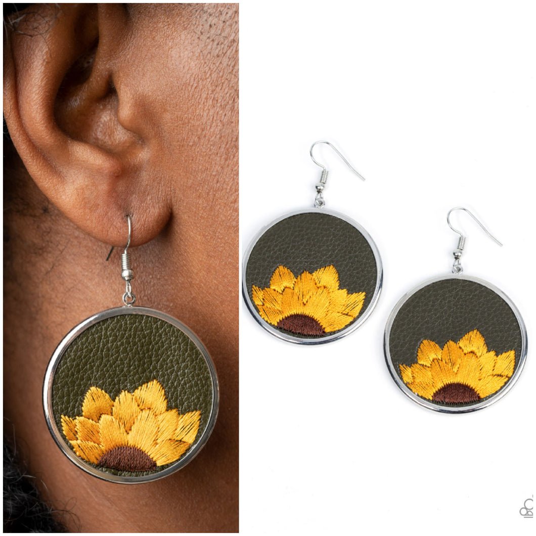 Sun-Kissed Sunflowers Earrings Blue/Multi or Green/Multi