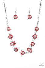 Load image into Gallery viewer, Fleek and Flecked Speckled Shimmer Necklace and Bracelet Set Red/Silver