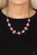 Load image into Gallery viewer, Fleek and Flecked Speckled Shimmer Necklace and Bracelet Set Red/Silver