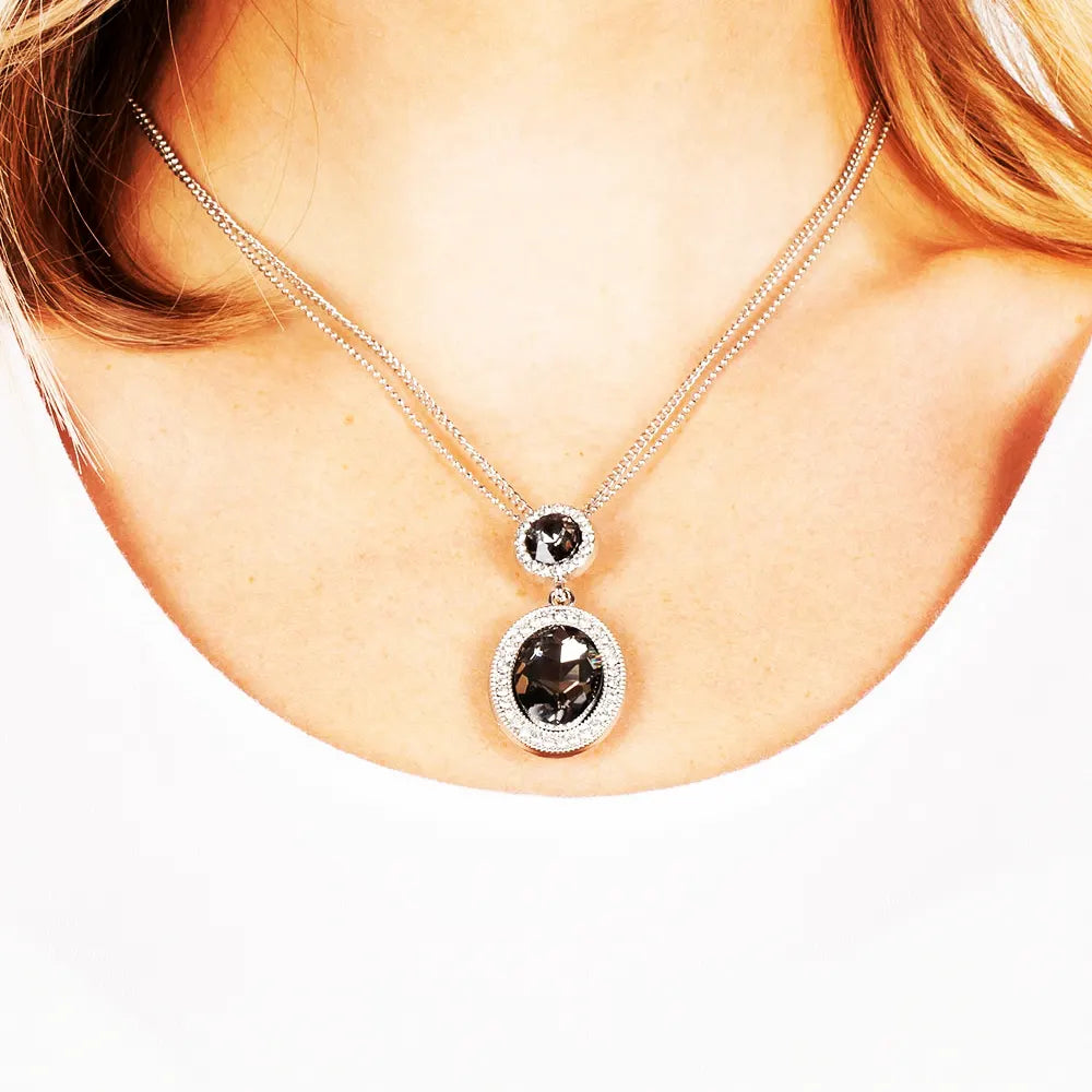 Castle Diamonds Necklace Silver/Black