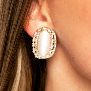 Shimmery Statement Earrings Clip-On's Gold