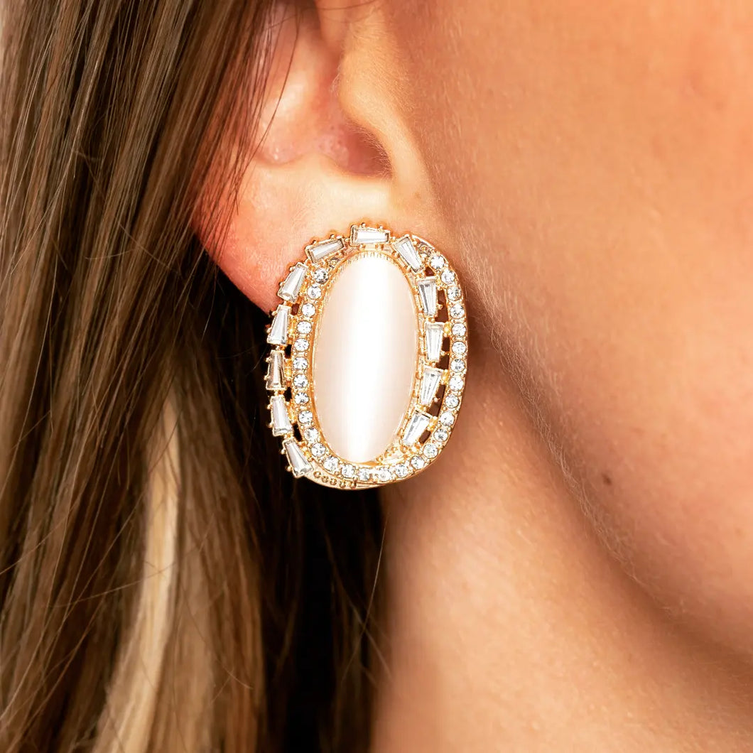 Shimmery Statement Earrings Clip-On's Gold
