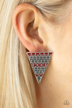 Load image into Gallery viewer, Tierra Tricolor Earrings Red/Gun Metal Black