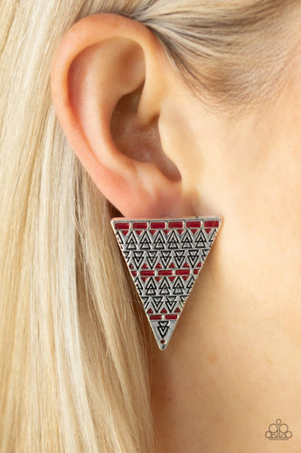 Tierra Tricolor Earrings Red/Gun Metal Black