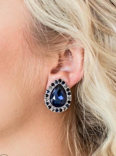 All HAUTE and Bothered Earrings Clip-On Blue